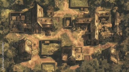 Rural Countryside Estate Houses Buildings Tabletop RPG Map, Fantasy Roleplaying Dungeon Battlemap, Adventure Games Encounters, Farmhouses Farm Town Gaming Design, TTRPG Buildings Architecture Concept