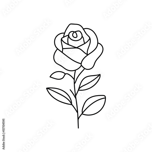Hand-drawn rose flower icon , Vector illustration outlines black rose ,  botany design. perfect for branding or symbol design.