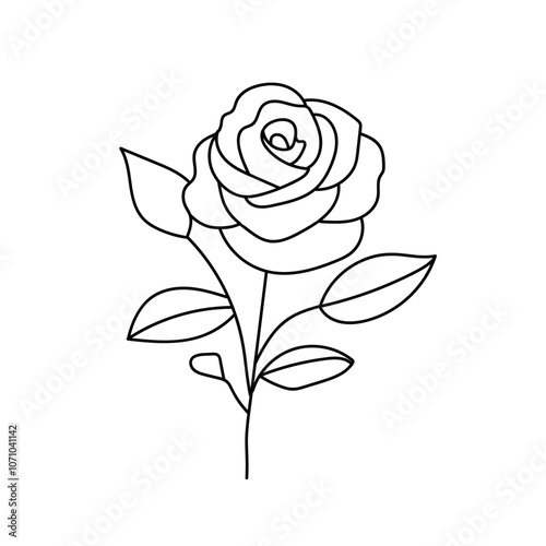 Hand-drawn rose flower icon , Vector illustration outlines black rose ,  botany design. perfect for branding or symbol design.