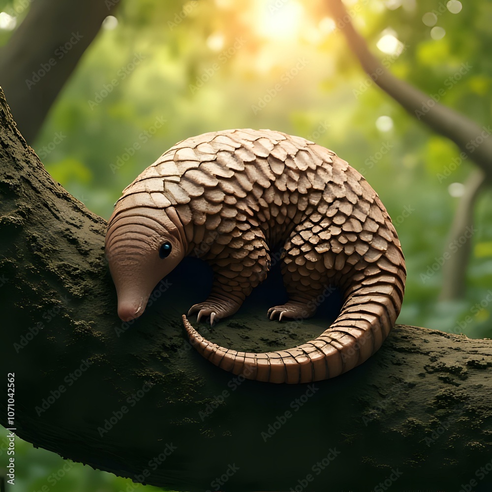 Obraz premium Curious Armadillo on a Branch