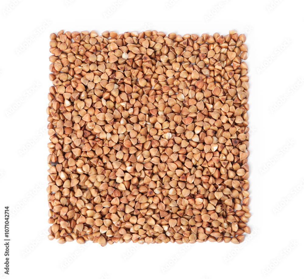 Raw buckwheat isolated on white, top view Raw buckwheat isolated on white, top view