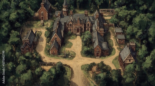 Rural Countryside Estate Houses Buildings Tabletop RPG Map, Fantasy Roleplaying Dungeon Battlemap, Adventure Games Encounters, Farmhouses Farm Town Gaming Design, TTRPG Buildings Architecture Concept photo