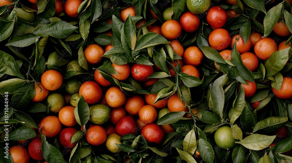A tree filled with oranges and surrounded by green leaves A tree filled with oranges and surrounded by green leaves