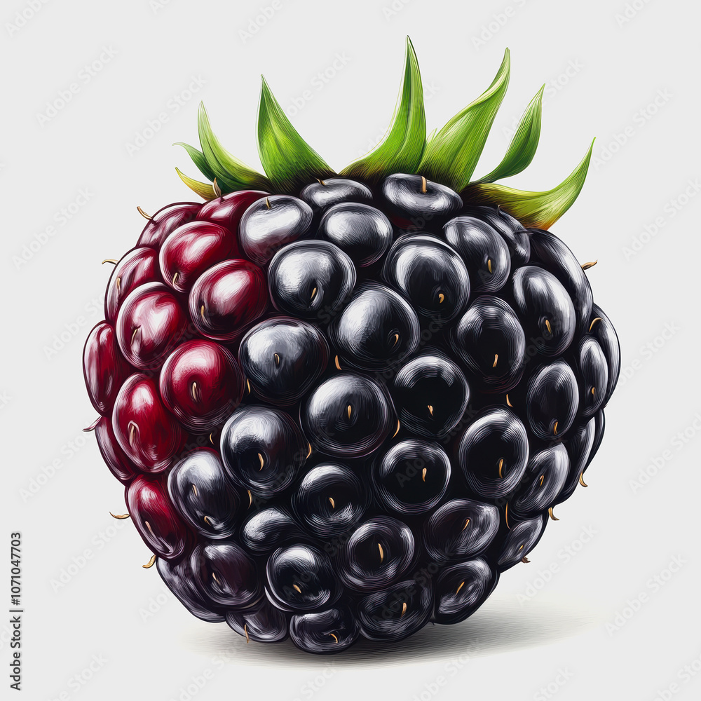 This image features a detailed blackberry isolated on a clean white background. Perfect for themes of health, nature, and culinary use, it showcases freshness and vibrant color. This image features a detailed blackberry isolated on a clean white background. Perfect for themes of health, nature, and culinary use, it showcases freshness and vibrant color.