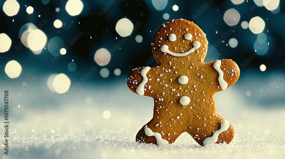 A ginger in snow, snowflakes, trees behind A ginger in snow, snowflakes, trees behind