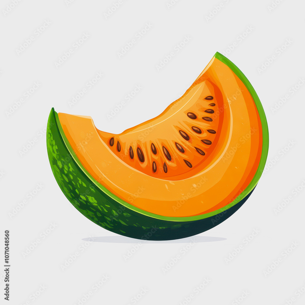 This image features a vibrant slice of cantaloupe on a clean white background, highlighting its juicy texture and fresh appeal, perfect for food-related projects. This image features a vibrant slice of cantaloupe on a clean white background, highlighting its juicy texture and fresh appeal, perfect for food-related projects.