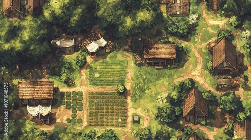 Rural Countryside Estate Houses Buildings Tabletop RPG Map, Fantasy Roleplaying Dungeon Battlemap, Adventure Games Encounters, Farmhouses Farm Town Gaming Design, TTRPG Buildings Architecture Concept
