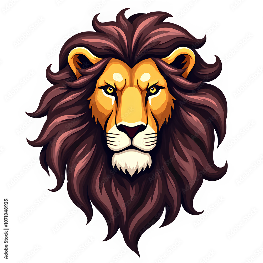 Bold Lion Head Illustration with Flowing Mane Bold Lion Head Illustration with Flowing Mane