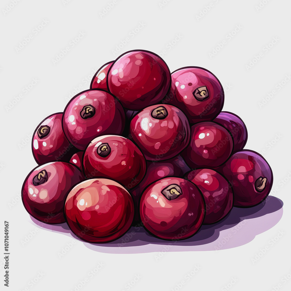 A vibrant pile of fresh cranberries showcasing their glossy texture and rich color, perfect for culinary uses or seasonal decor on a clean white background. A vibrant pile of fresh cranberries showcasing their glossy texture and rich color, perfect for culinary uses or seasonal decor on a clean white background.