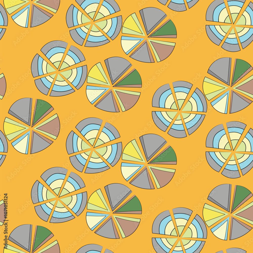 Seamless pattern with geometric aboriginal ornament. Ethnic tribal rounded color background. Afican, australian motiph. Dots painting. Vector illustration, template design for cloth, card, fabric