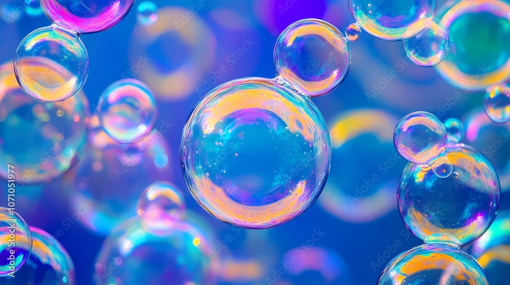 Clusters of iridescent bubbles overlapping, refracting light into pastel hues with soft reflections, creating a whimsical and playful textured background design Clusters of iridescent bubbles overlapping, refracting light into pastel hues with soft reflections, creating a whimsical and playful textured background design