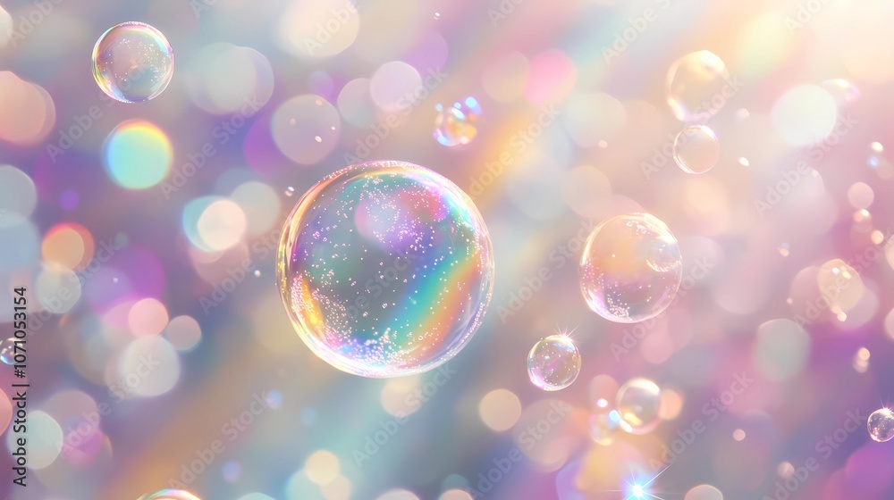 Abstract arrangement of transparent bubbles, soft colors blending harmoniously, capturing light reflections to evoke an ethereal, magical aesthetic for unique backgrounds Abstract arrangement of transparent bubbles, soft colors blending harmoniously, capturing light reflections to evoke an ethereal, magical aesthetic for unique backgrounds