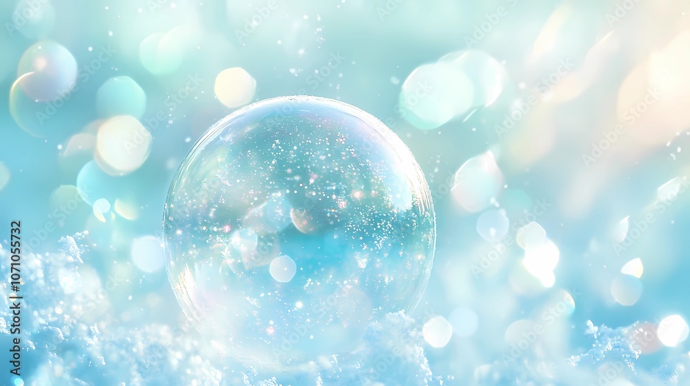 Colorful abstract bubble background with soft reflections, iridescent shimmering spheres.