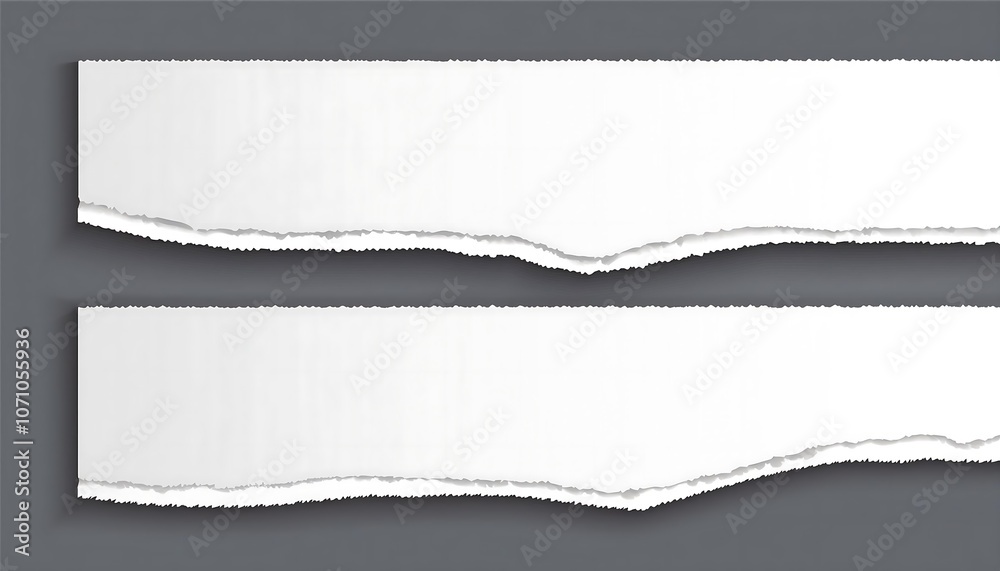 Set of white torn or ripped paper sheet. Scrapbook edge, notebook tear or blank page Set of white torn or ripped paper sheet. Scrapbook edge, notebook tear or blank page