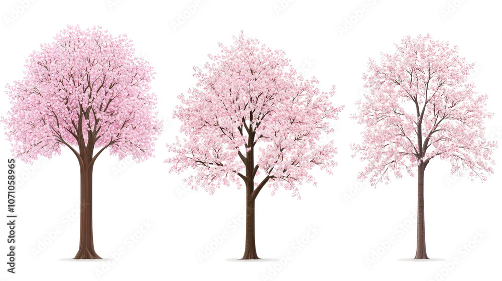 Blooming Pink Sakura Trees in a Serene Spring Setting Generative AI Blooming Pink Sakura Trees in a Serene Spring Setting Generative AI