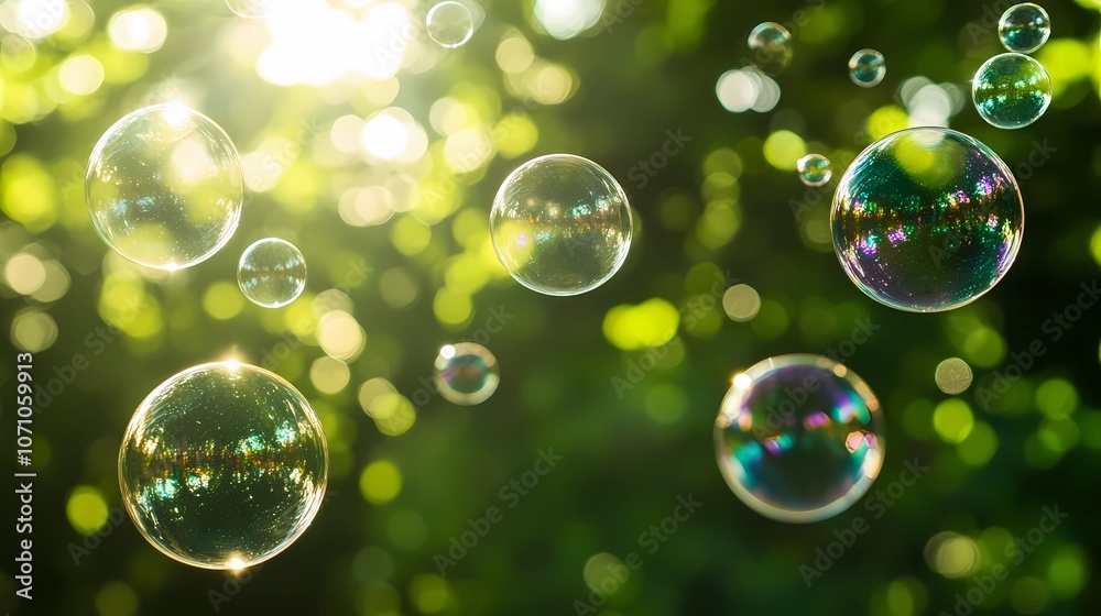 Abstract bubble-filled background with rainbow colors refracting through transparent orbs, forming a complex and visually striking pattern of light and reflections Abstract bubble-filled background with rainbow colors refracting through transparent orbs, forming a complex and visually striking pattern of light and reflections