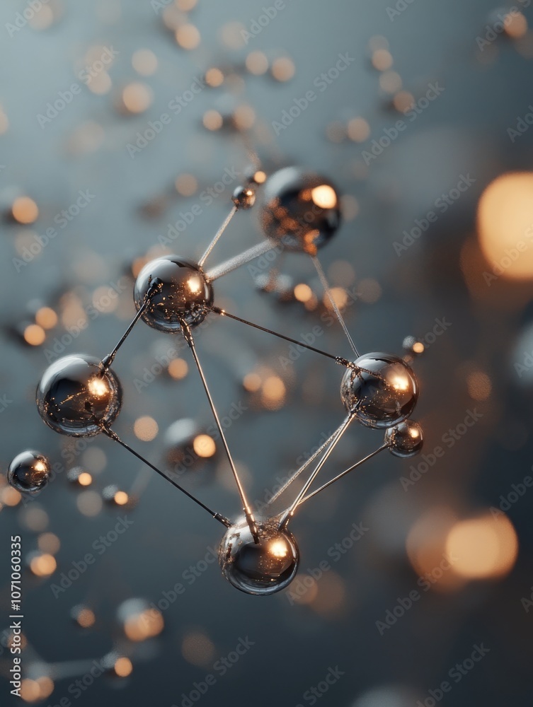 Obraz premium Molecule of Discovery: A Digital Representation of Innovation and Scientific Exploration