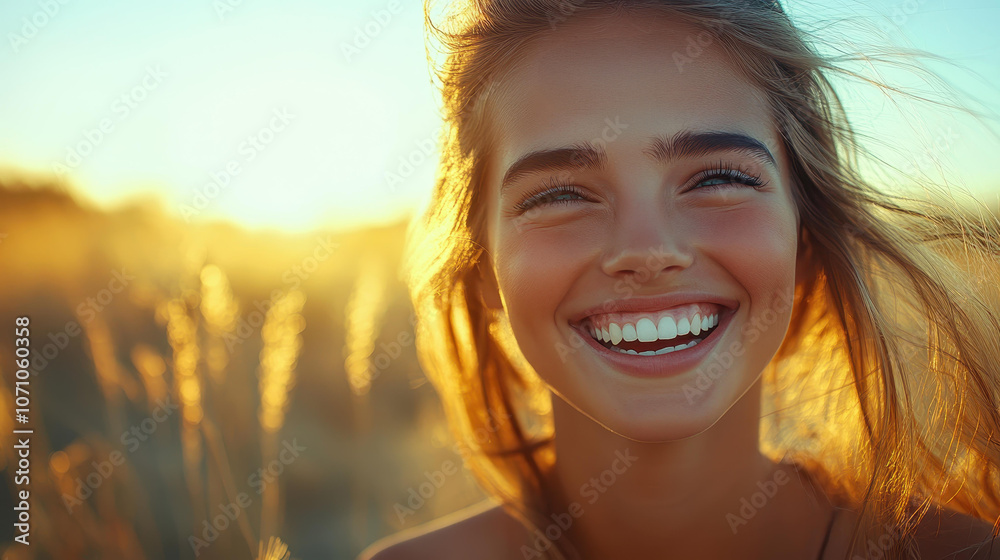 A joyful girl laughs under a clear blue sky, radiating happiness and positivity on a sunlit summer day. A joyful girl laughs under a clear blue sky, radiating happiness and positivity on a sunlit summer day.