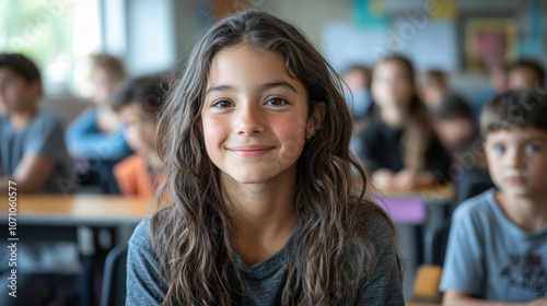 Wallpaper Mural A mature student beams with confidence, surrounded by younger peers, showcasing the power of lifelong learning in a vibrant classroom. Torontodigital.ca