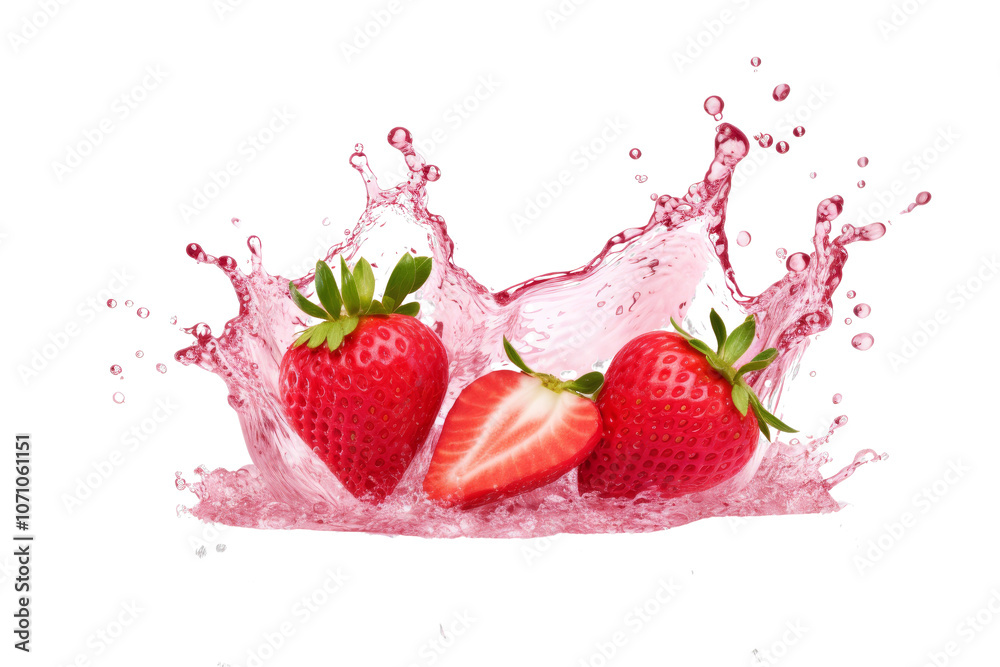Fresh Strawberries Splashing in Juice Fresh Strawberries Splashing in Juice