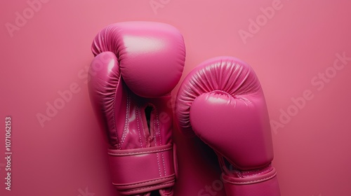 Bright pink boxing gloves displayed against a contrasting pink background showcasing sports equipment for training and fitness