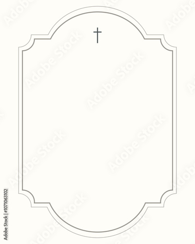 Funeral vector card. Empty card. Digital Funeral Announcement Invitation Template in vector Illustrator. Cross in frame
