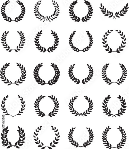 Set of laurel wreath logo