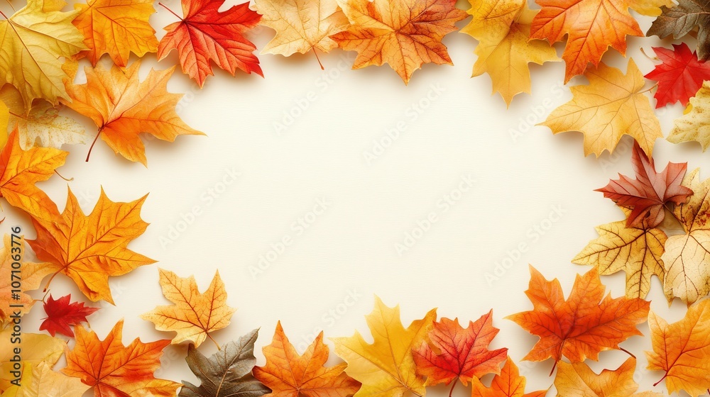 Autumn invitation card design featuring a border of colorful leaves perfect for thanksgiving celebrations in a cozy fall setting Autumn invitation card design featuring a border of colorful leaves perfect for thanksgiving celebrations in a cozy fall setting