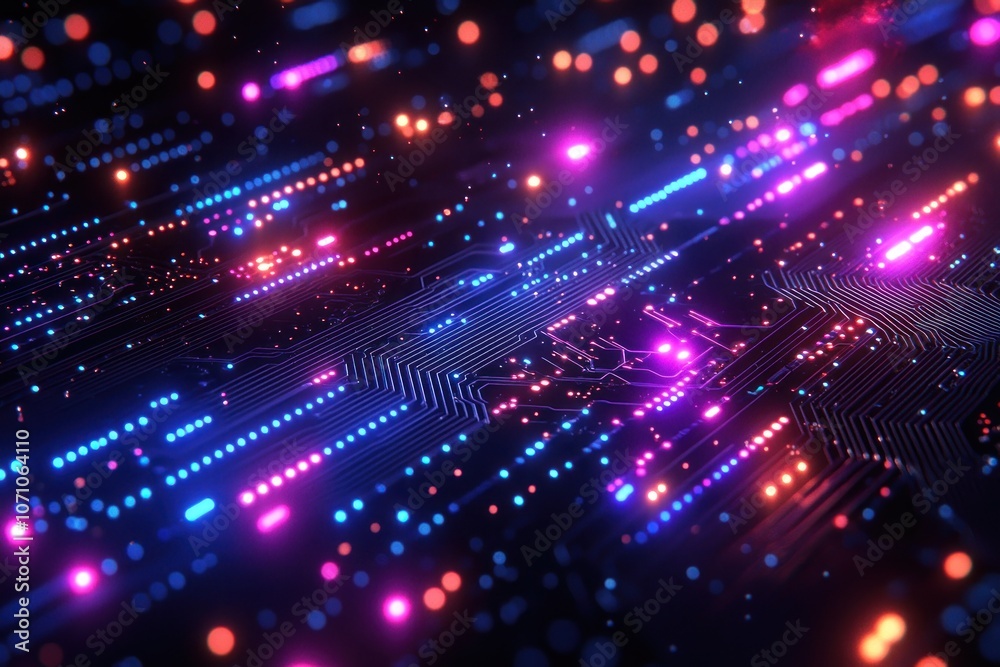 Abstract Neon Lights on a Circuit Board Abstract Neon Lights on a Circuit Board