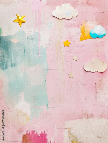 Whimsical Dreamscape: Soft Pastel BlissCloud and Star Whimsy for Gentle Delight