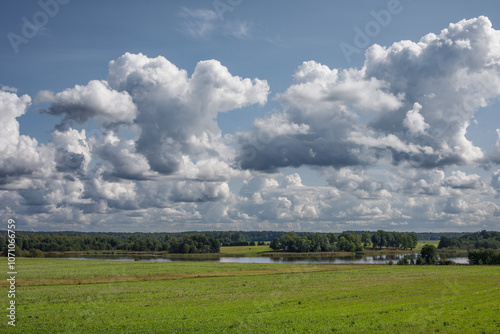 Summer clouds over Spera lake in Sirvintos district, Lithuania