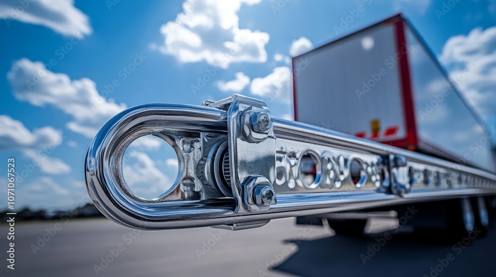 Fototapeta premium Close-up of trailer coupling device on trailer for transportation and towing safety
