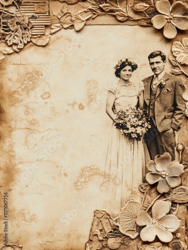 Nostalgic Vintage ScrapbookFloral Accents and Antique Touches Evoking Memories