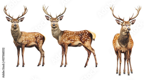 Wallpaper Mural Red Deer Portraits on Transparent Background Generative AI Torontodigital.ca