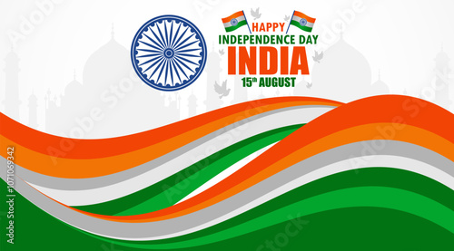 Happy Indian Independence Day Background. Indian Independence Day Celebration Greeting Card. For Media Posts and Flyer Templates