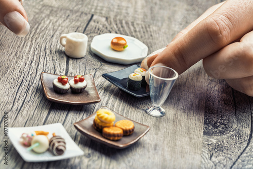 Miniature foods display nutritional discipline versus satisfacti
