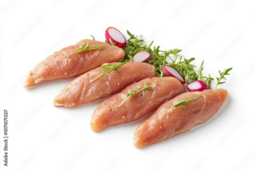 Chicken breast with greens Nutritious meal ketogenic lunch idea Overhead shot on white backdrop Chicken breast with greens Nutritious meal ketogenic lunch idea Overhead shot on white backdrop