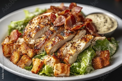 Chicken and bacon Caesar salad plate