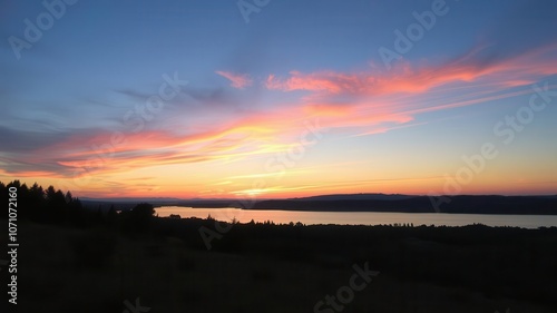 Vibrant sunset over Lonjsko polje Nature Park in the Save region, Croatia, beauty, horizon, twilight photo