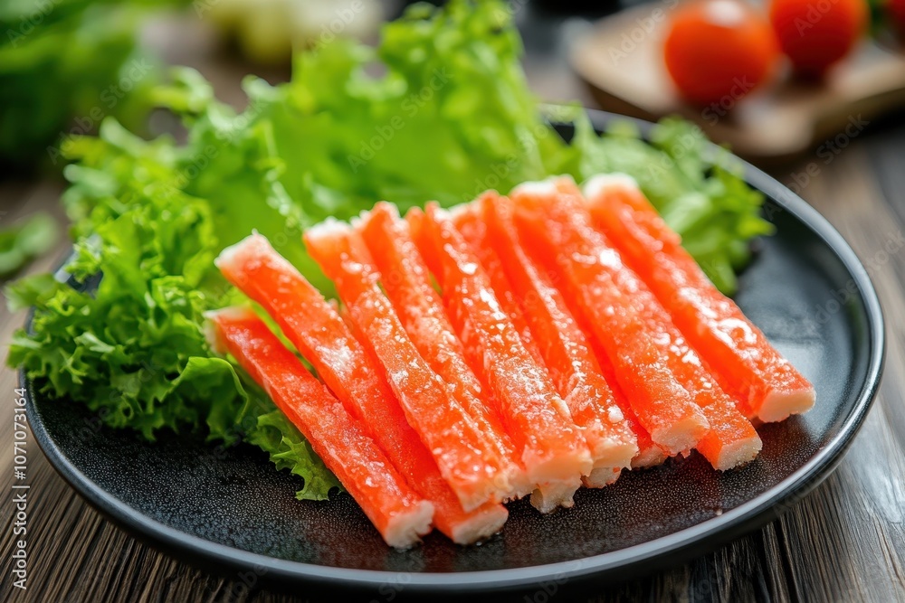 Crab sticks on dish crab stick for salad Crab sticks on dish crab stick for salad