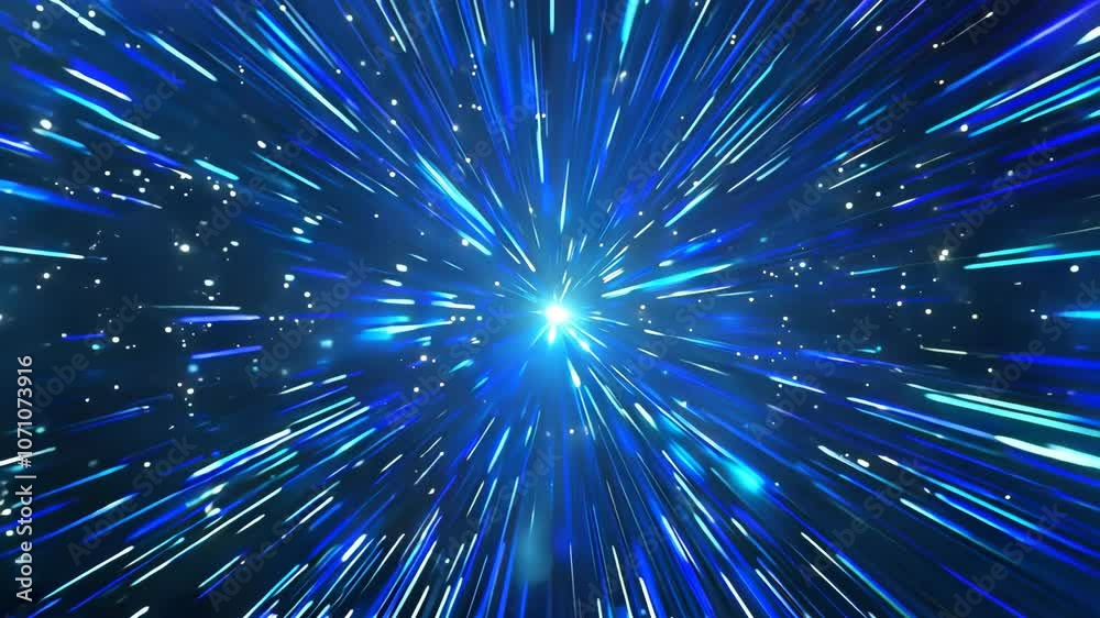 Warp light speed hyperspace motion blue star trail, movement video