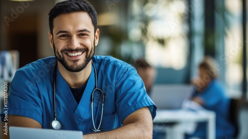 Smiling Healthcare Professional in Office Setting