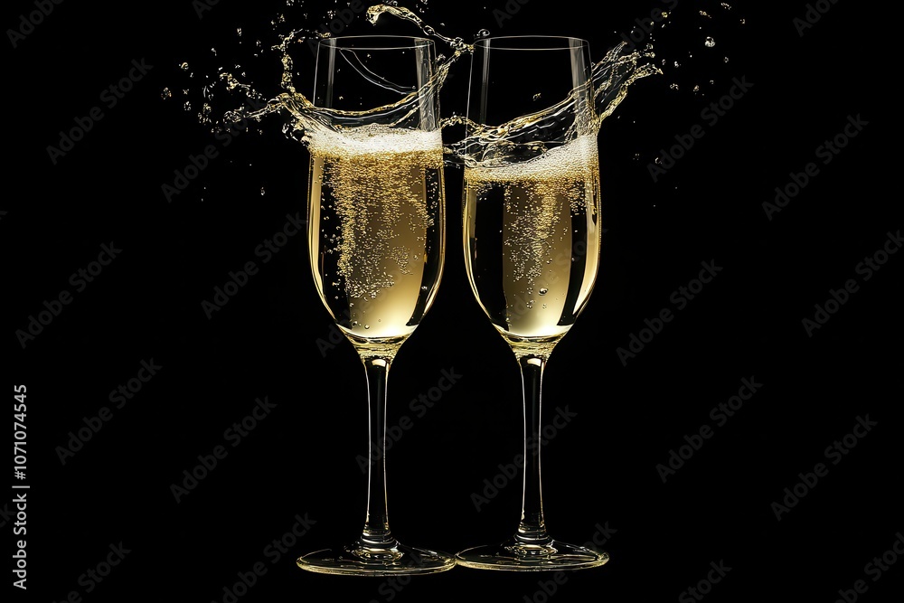 Festive theme featuring champagne set against a black backdrop