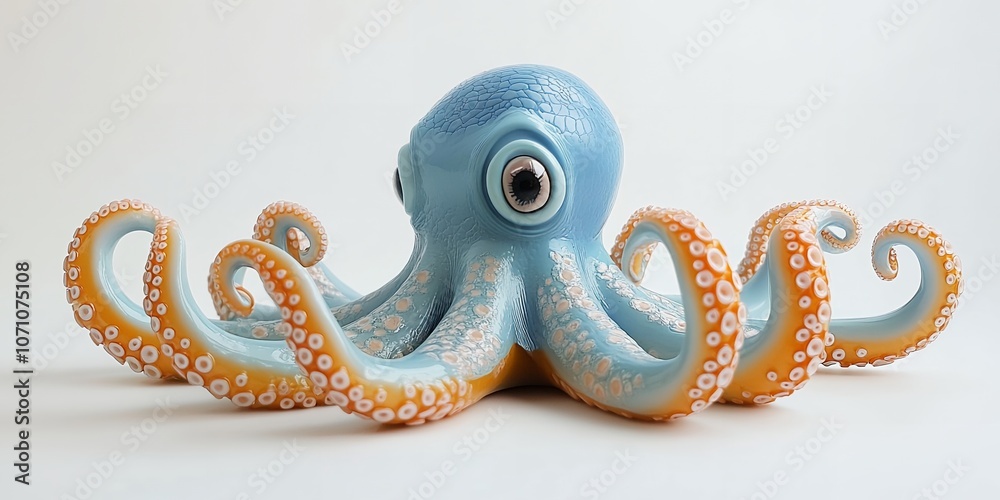 Obraz premium A Colorful Octopus Figurine With Detailed Textures and Vibrant Hues Displayed Against a Plain Background