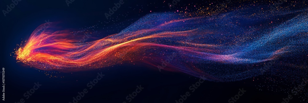 Obraz premium A modern, abstract firework display with bold colors and spark trails, isolated on a dark blue background for a festive and dynamic effect