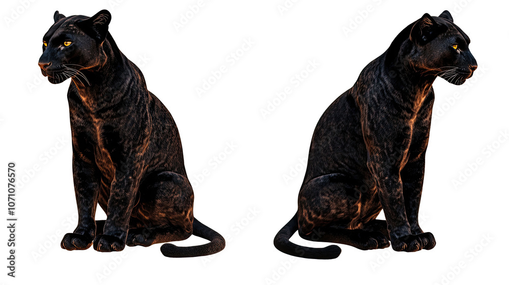 Obraz premium Isolated Black Panthers Collection on Transparent Background Generative AI