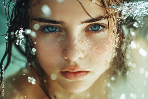 Image of a pleasant young girl holding water