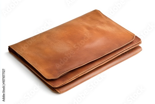 Isolated document in a brown folder on white background