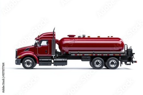 Isolated fuel tanker truck on white background side view with focus stacking