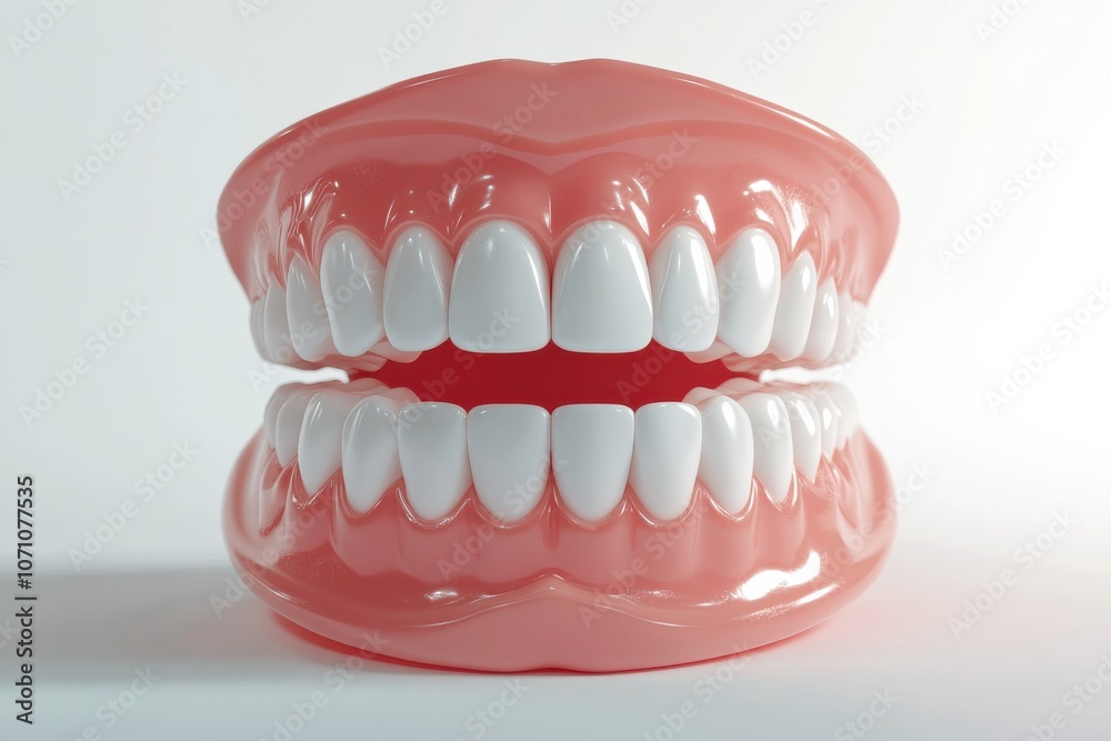 3D Render of Teeth Model, Front View on White Background 3D Render of Teeth Model, Front View on White Background